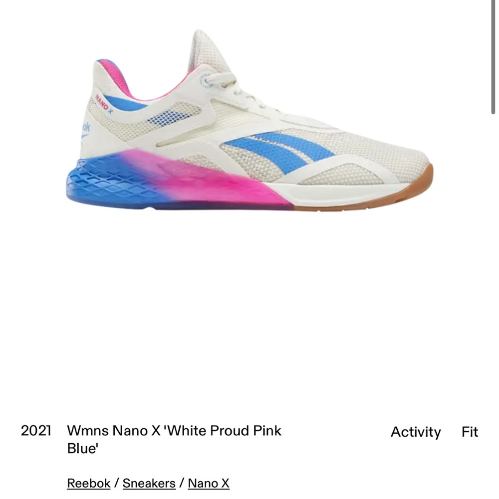 Reebok Nano X Women's Sneakers in White, Pink, and Blue